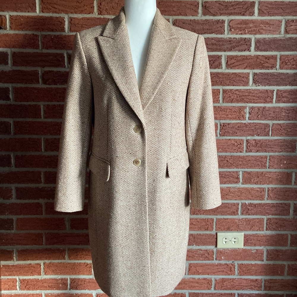 Talbots Light Brown Herringbone Pea Coat